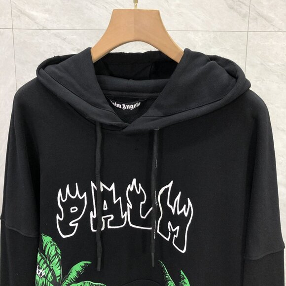 NWT Palm Angels Letter Skull Coconut Tree Hooded Sweatshirt Black - Picture 7 of 9